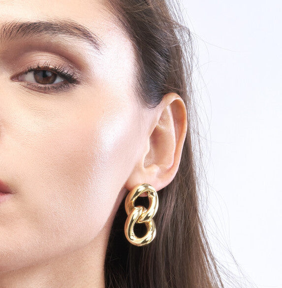 14K Yellow Gold Curb Link Dangle Earrings