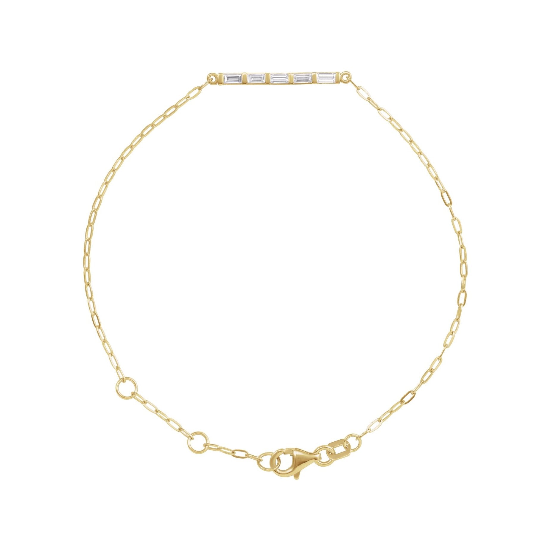 14K Yellow Gold Diamond Baguette Bar Bracelet