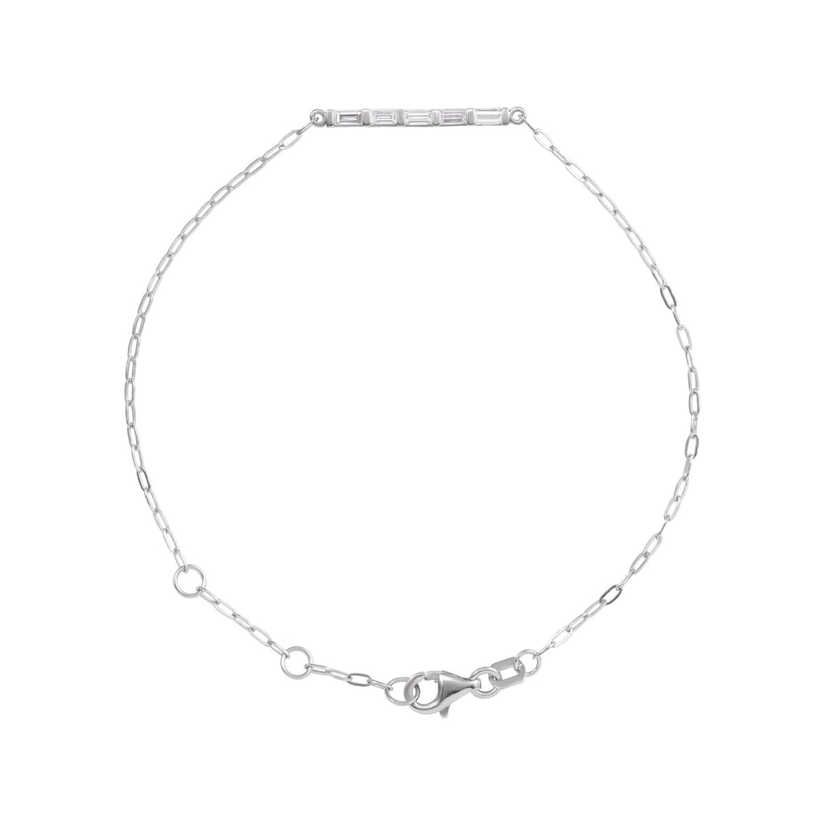 14K White Gold Diamond Baguette Bar Bracelet