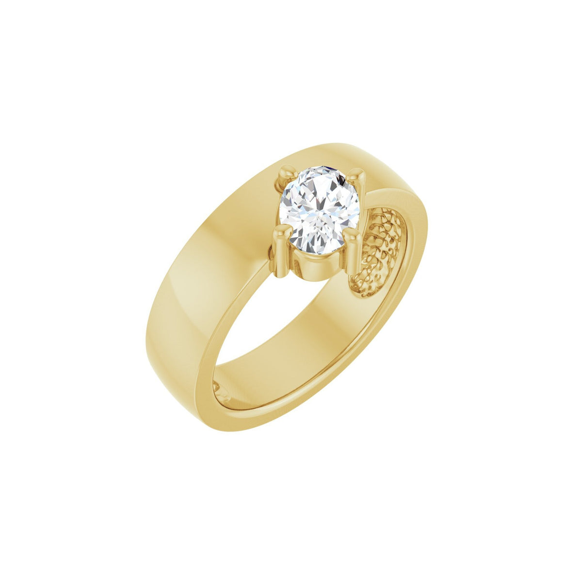 14K Yellow Gold White Sapphire Asymmetric Band