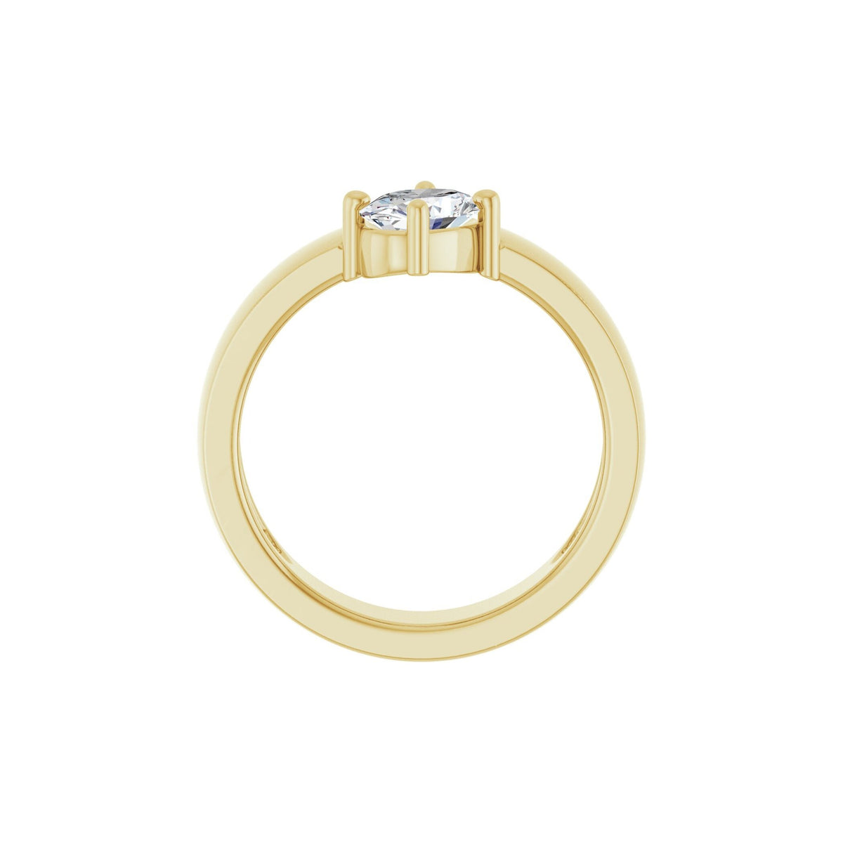 14K Yellow Gold White Sapphire Asymmetric Band