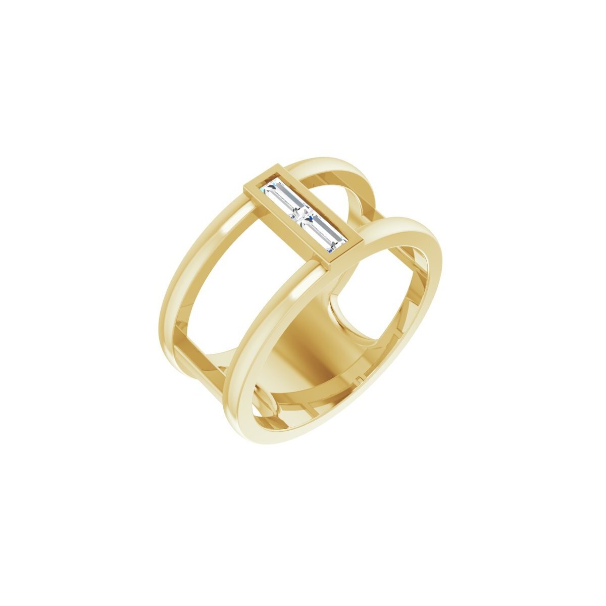 14K Yellow Gold Negative Space Diamond Baguette Ring