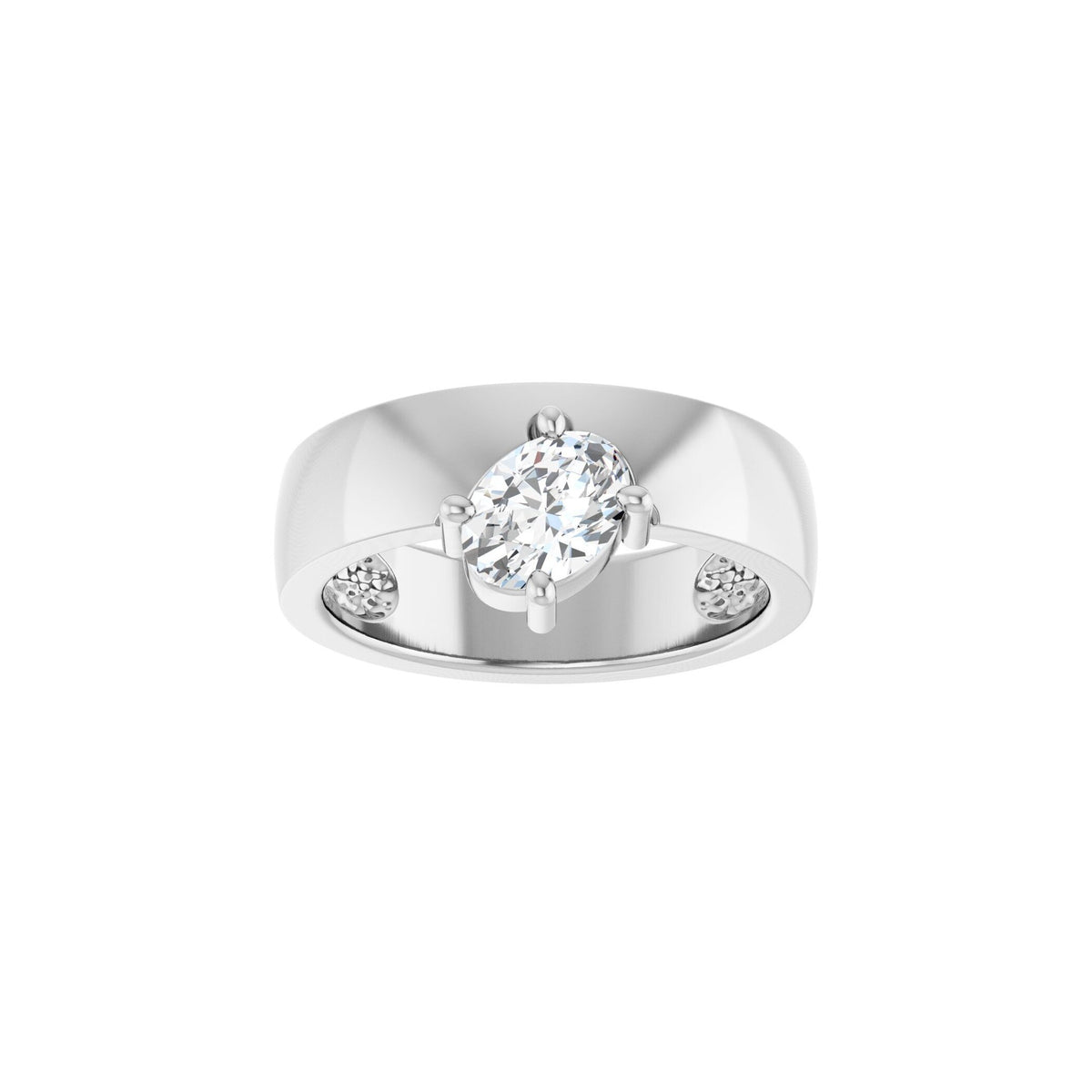 14K White Gold White Sapphire Asymmetric Band