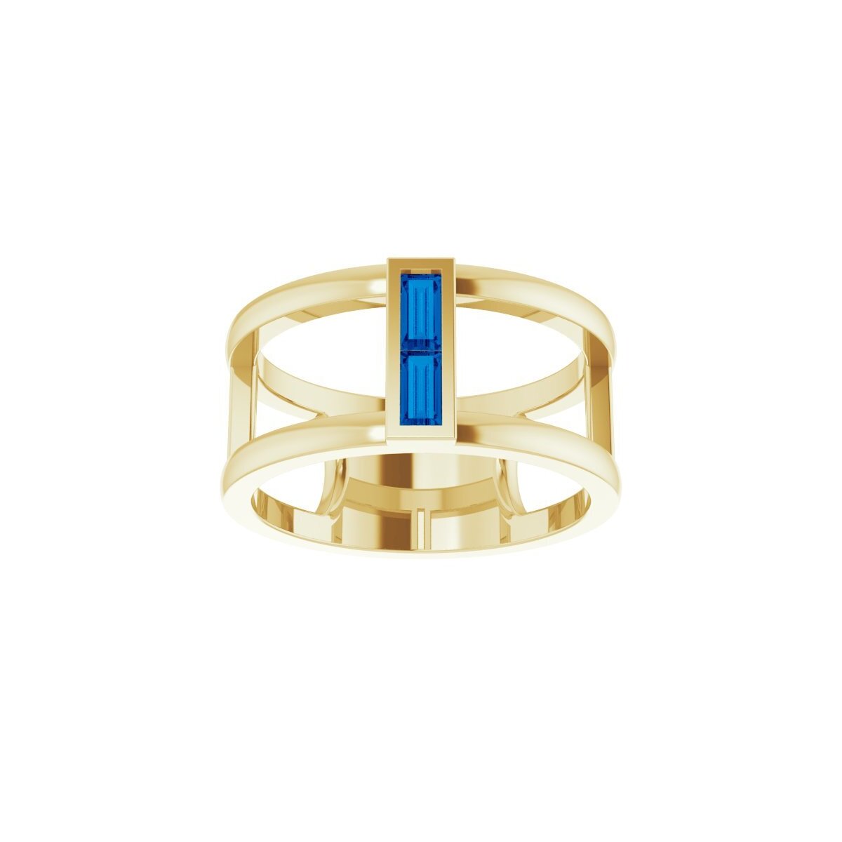 14K Yellow Gold Negative Space Sapphire Baguette Ring