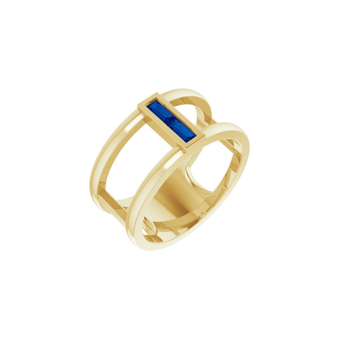 14K Yellow Gold Negative Space Sapphire Baguette Ring