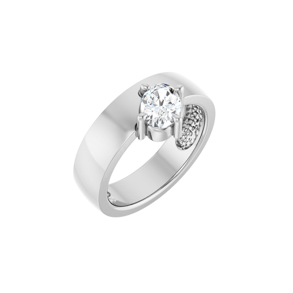 14K White Gold White Sapphire Asymmetric Band