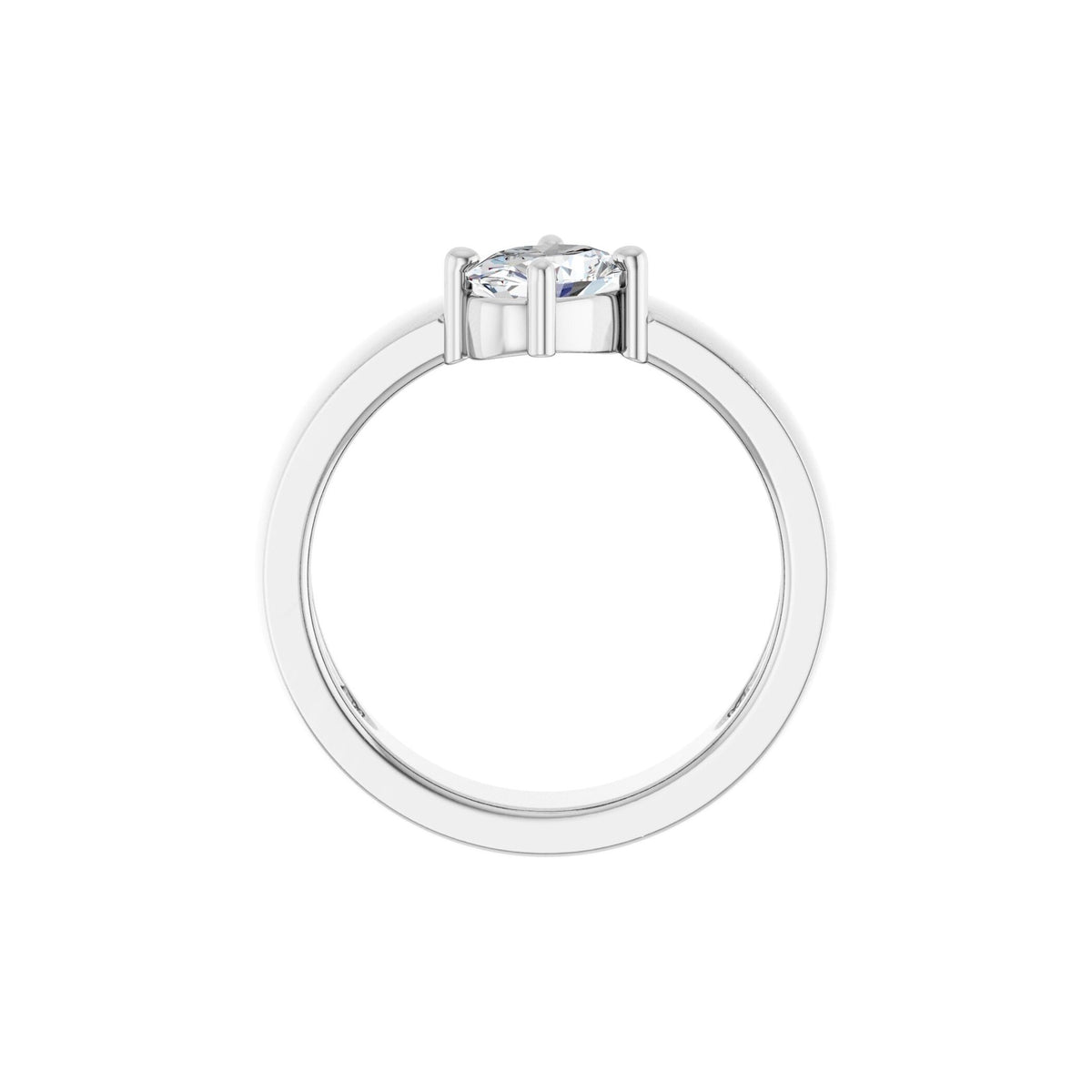 14K White Gold White Sapphire Asymmetric Band