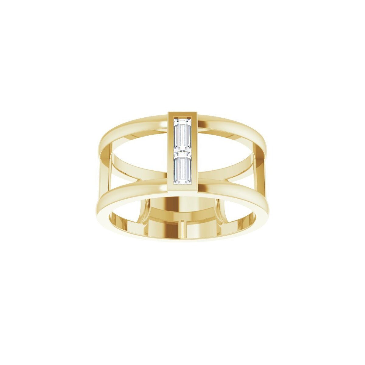 14K Yellow Gold Negative Space Diamond Baguette Ring