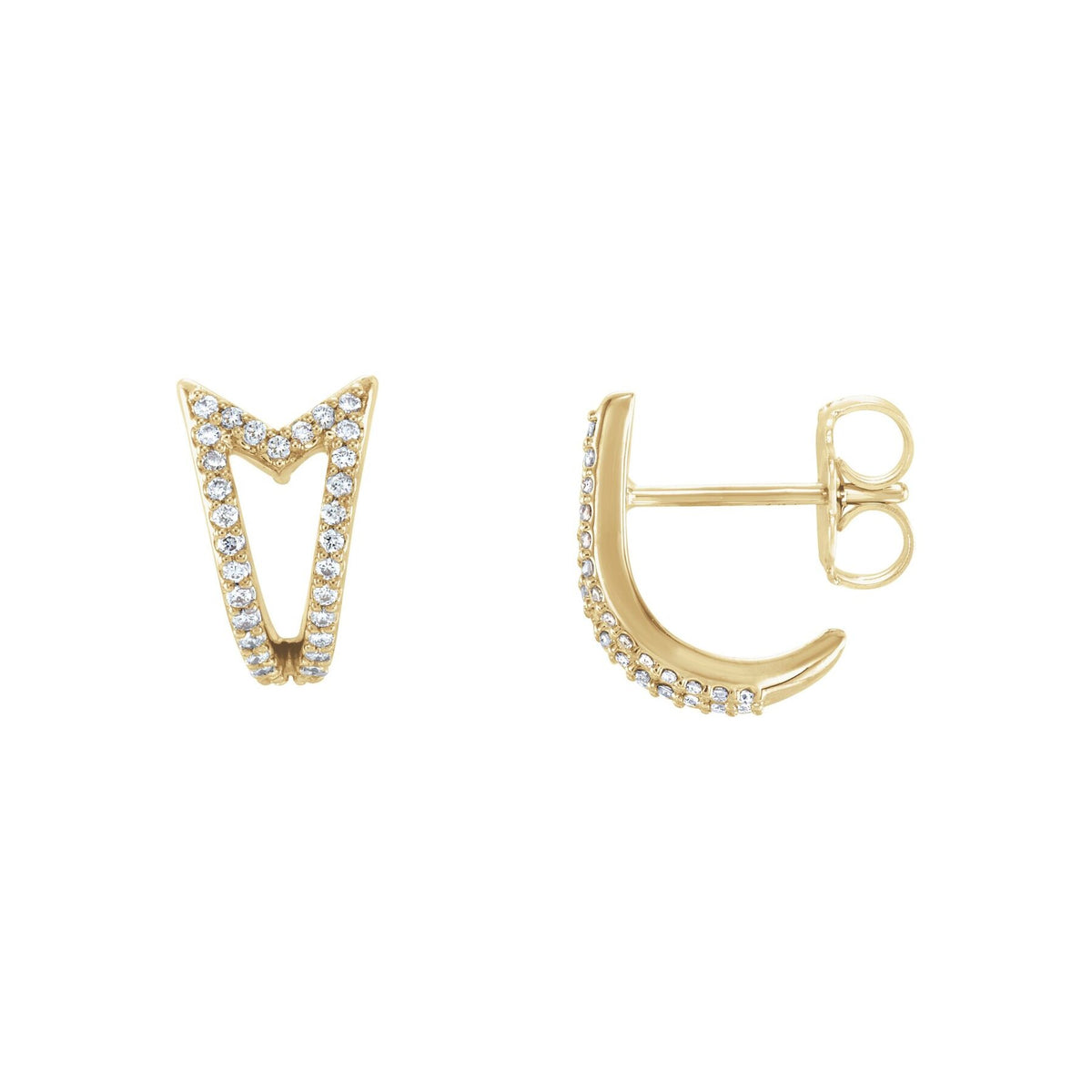 14K Yellow Gold Fishtail Diamond Earrings