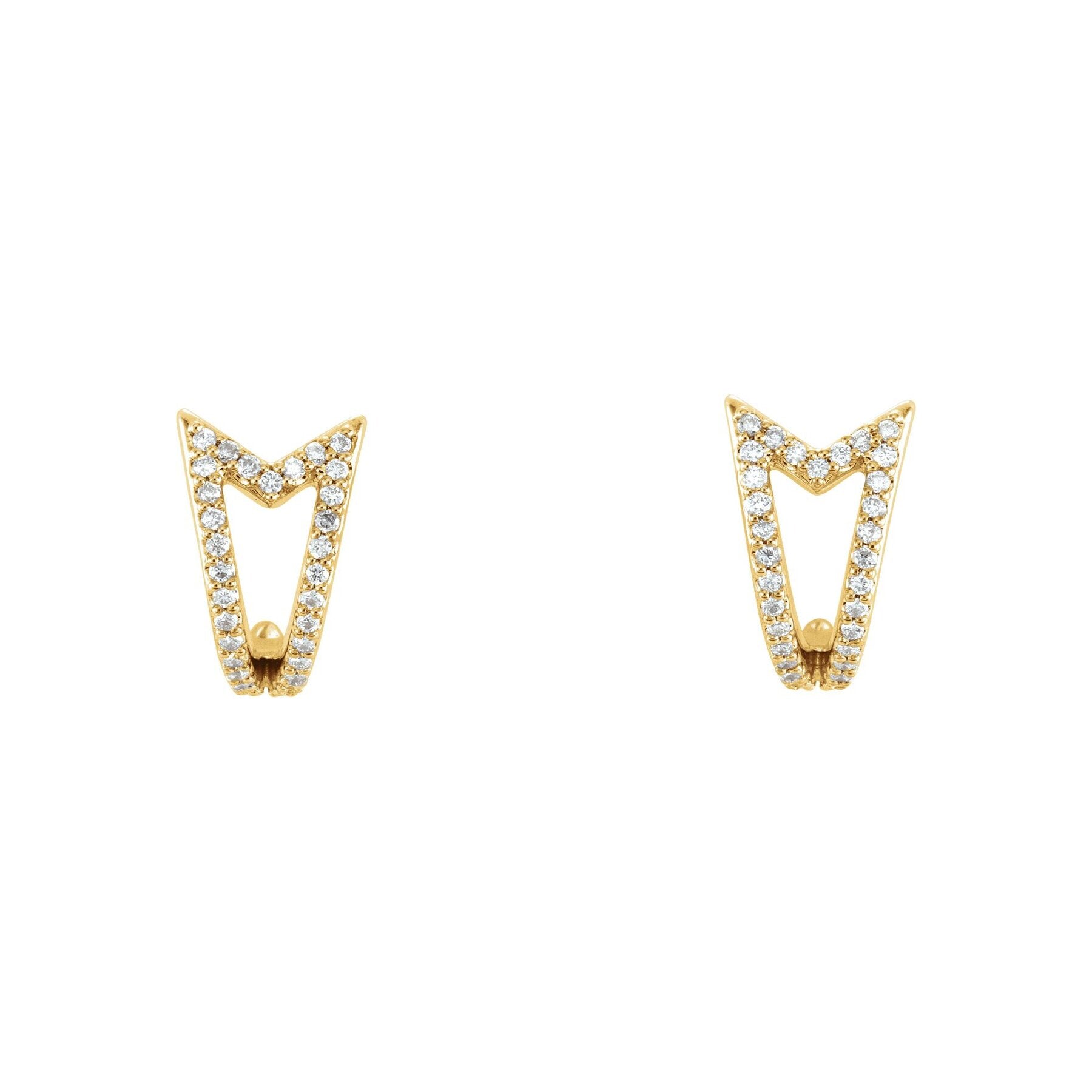 14K Yellow Gold Fishtail Diamond Earrings