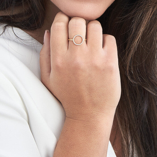 14K Yellow Gold Diamond Circle Ring