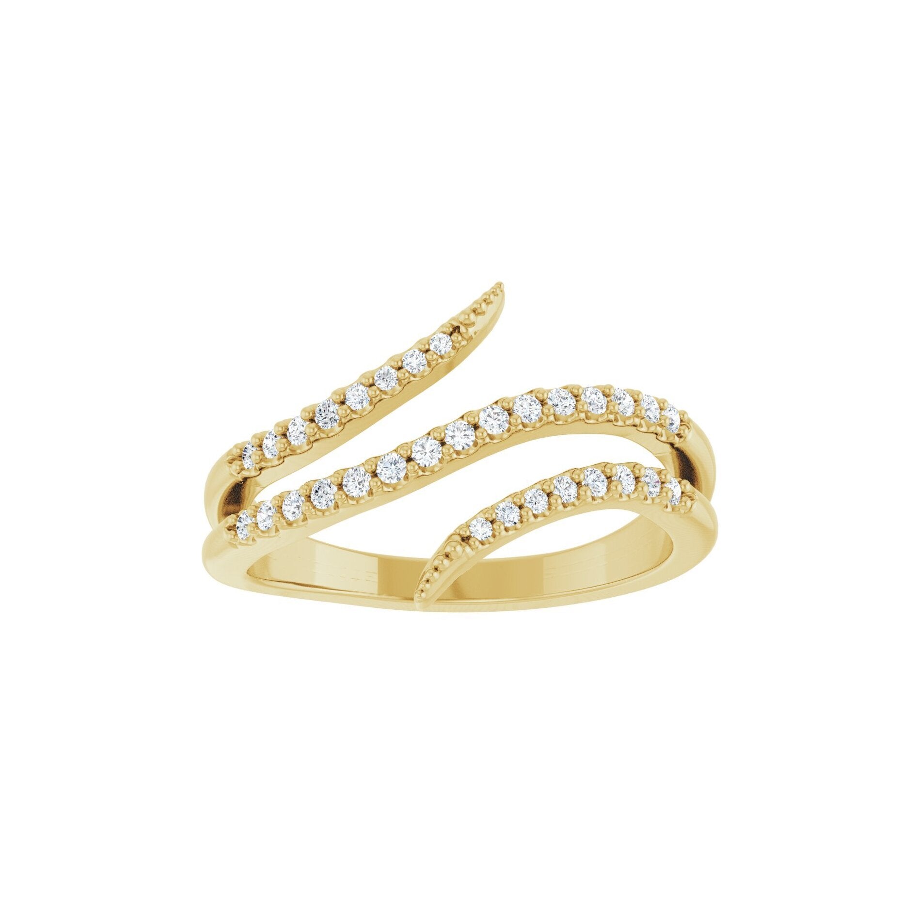 14K Yellow Gold Pavé Diamond Bypass Ring