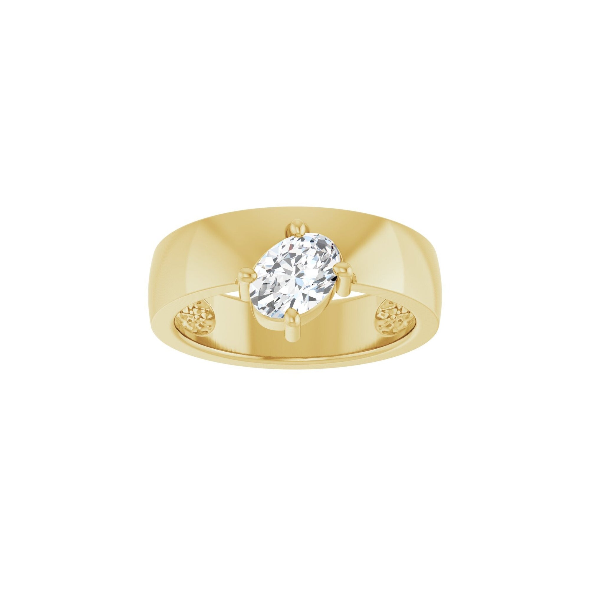 14K Yellow Gold White Sapphire Asymmetric Band