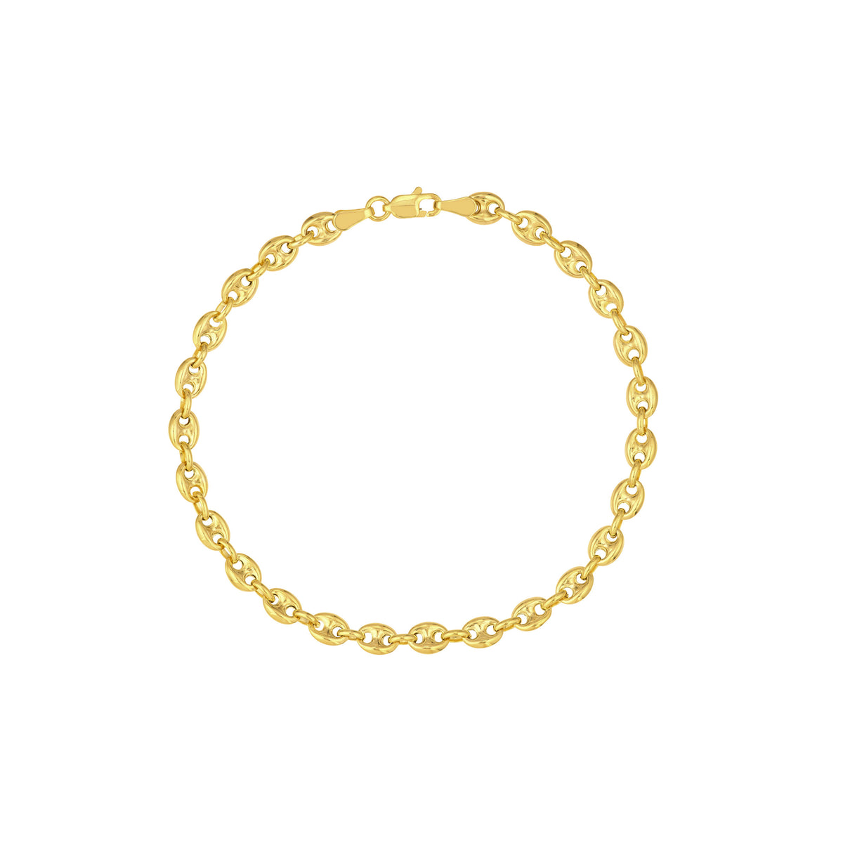 14K Yellow Gold Puff Mariner Link Chain Bracelet