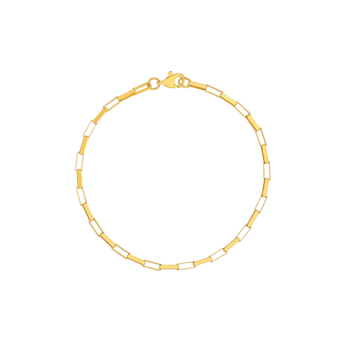 14K Yellow Gold Elongated Box Link Bracelet