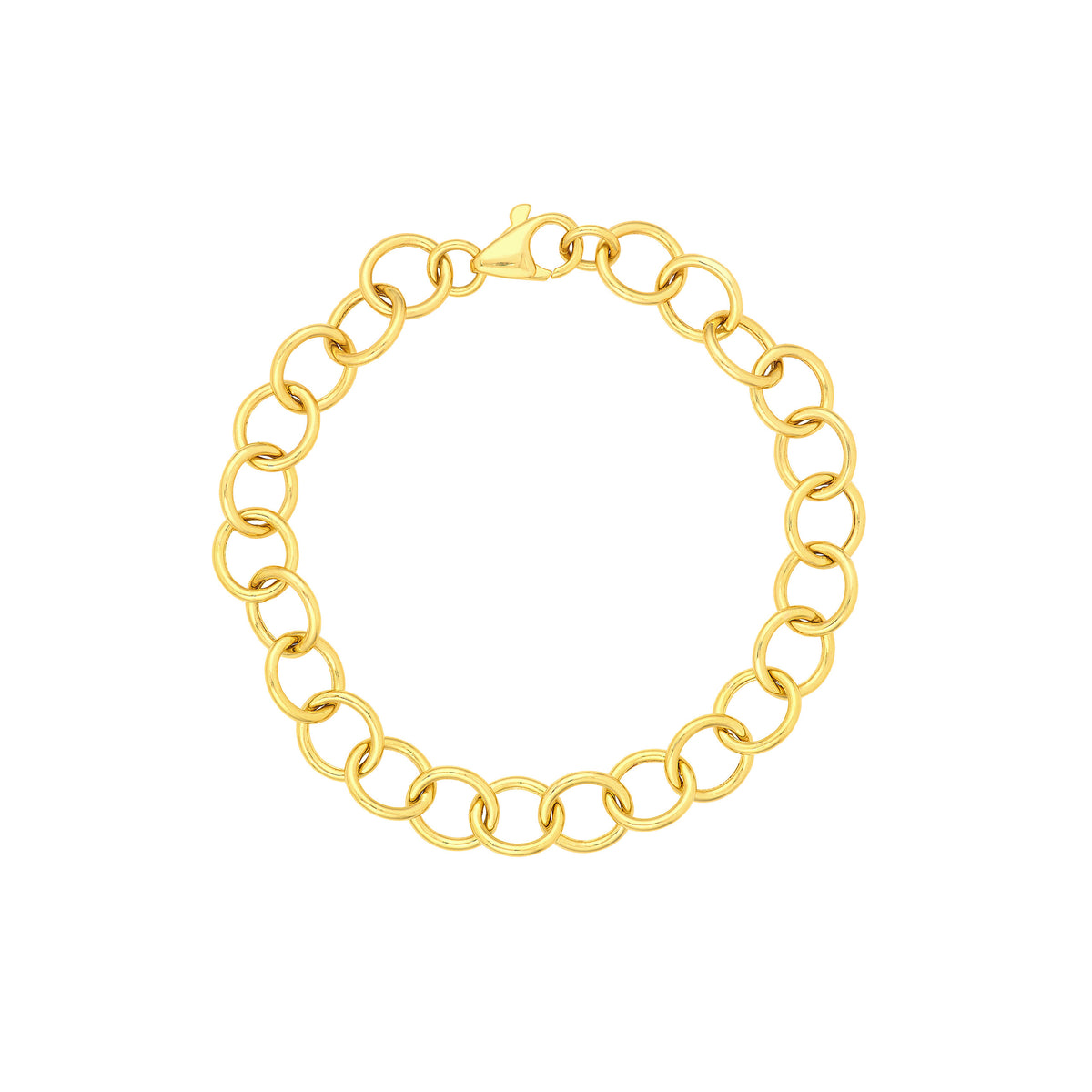 14K Yellow Gold Hollow Round Link Bracelet