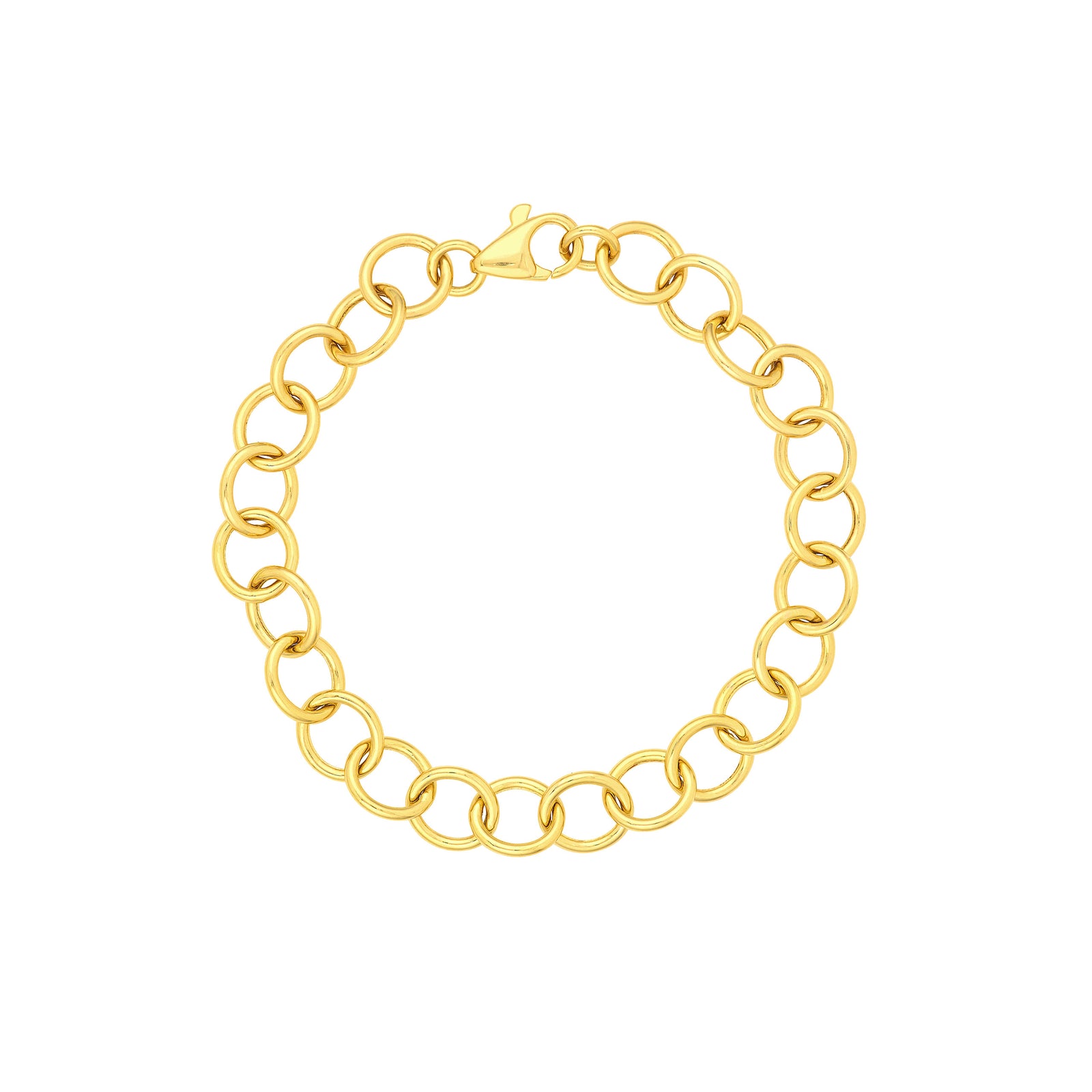 14K Yellow Gold Hollow Round Link Bracelet