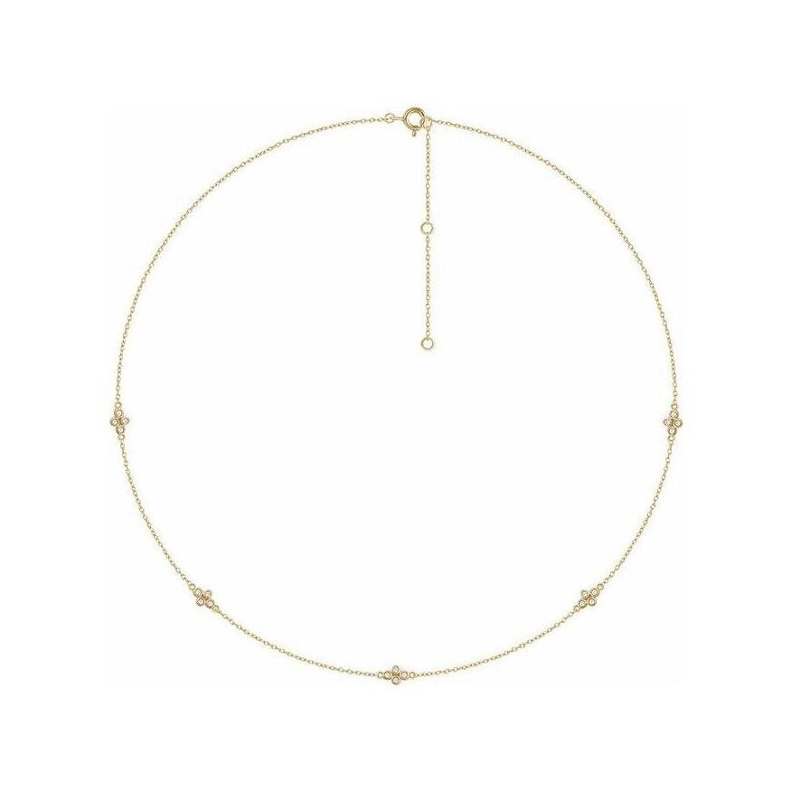 14K Yellow Gold Diamond Quartet Station Necklace