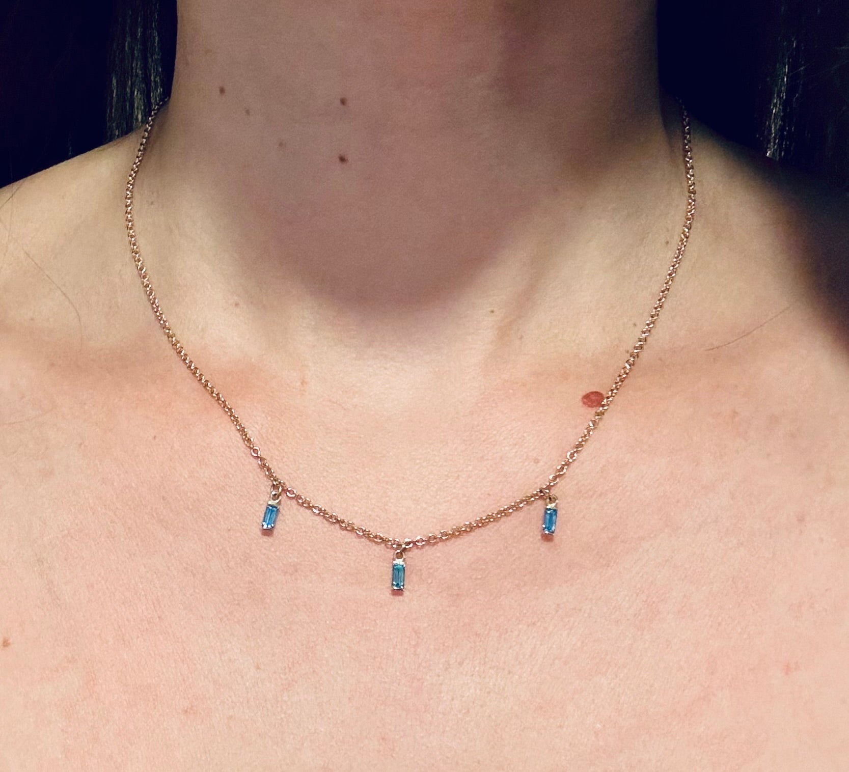 14K Yellow Gold Swiss Blue Topaz Necklace