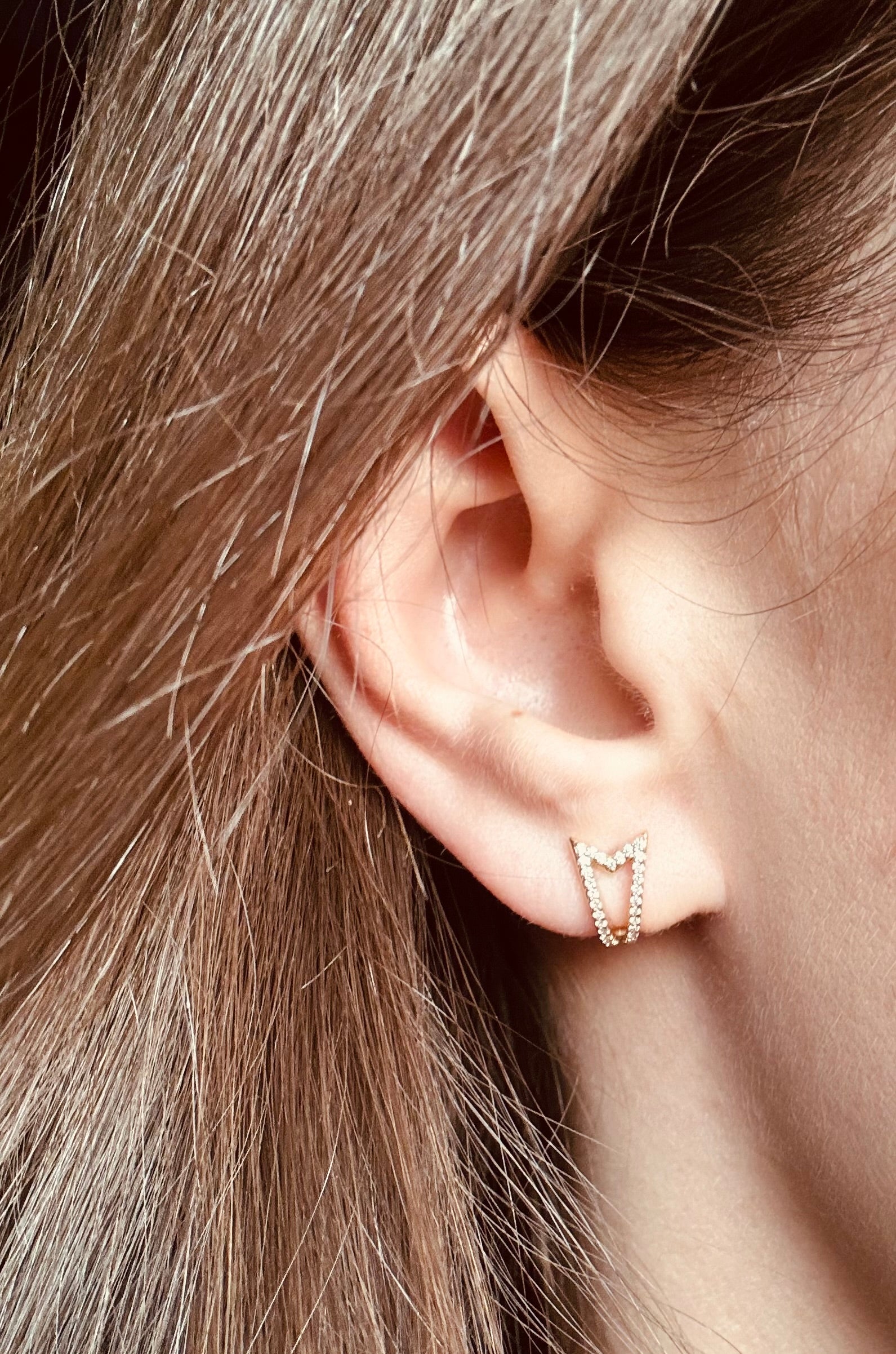 14K Yellow Gold Fishtail Diamond Earrings