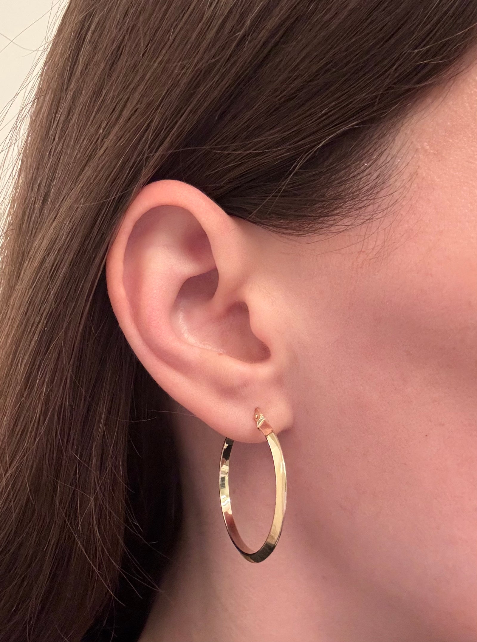 14K Yellow Gold Knife Edge Hoop Earrings