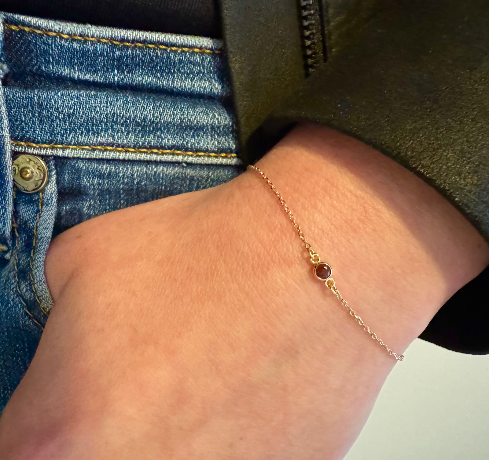 14K Yellow Gold Bezel-Set Diamond Bracelet