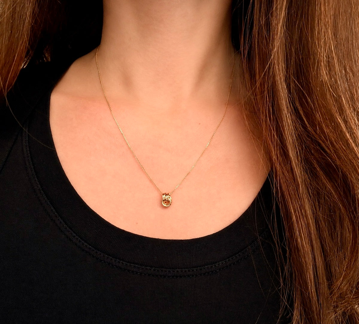 14K Yellow Gold Love Knot Necklace