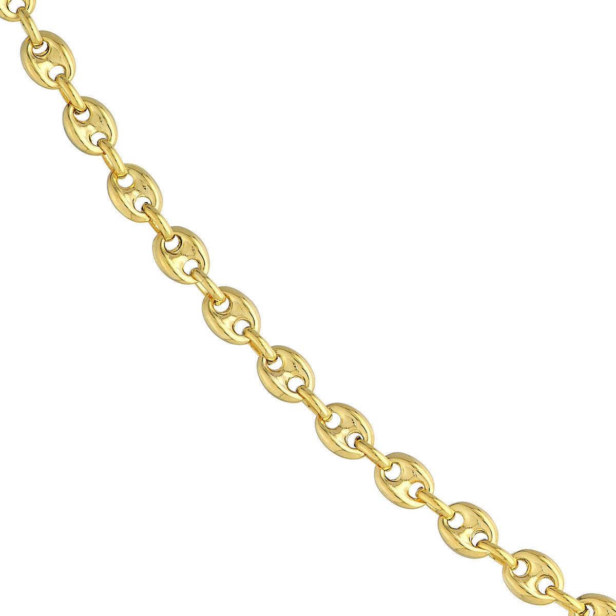 14K Yellow Gold Puff Mariner Link Chain Bracelet