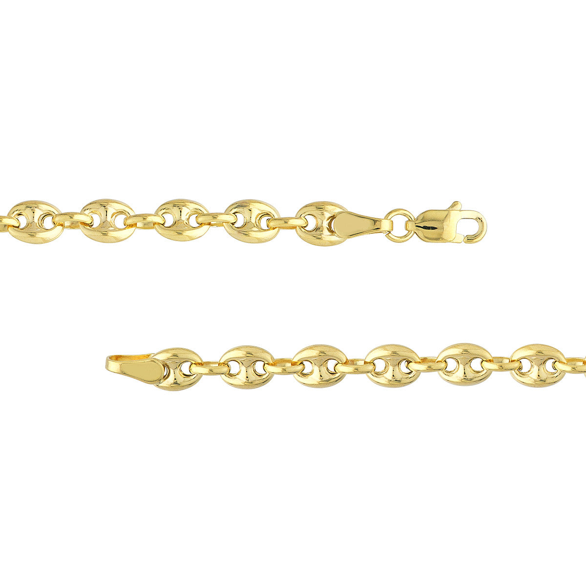 14K Yellow Gold Puff Mariner Link Chain Bracelet