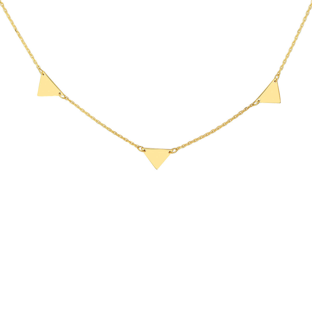 14K Yellow Gold Mini Triangle Station Necklace