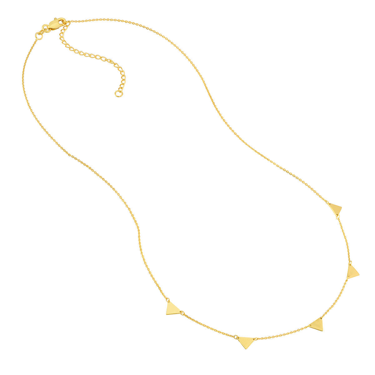 14K Yellow Gold Mini Triangle Station Necklace