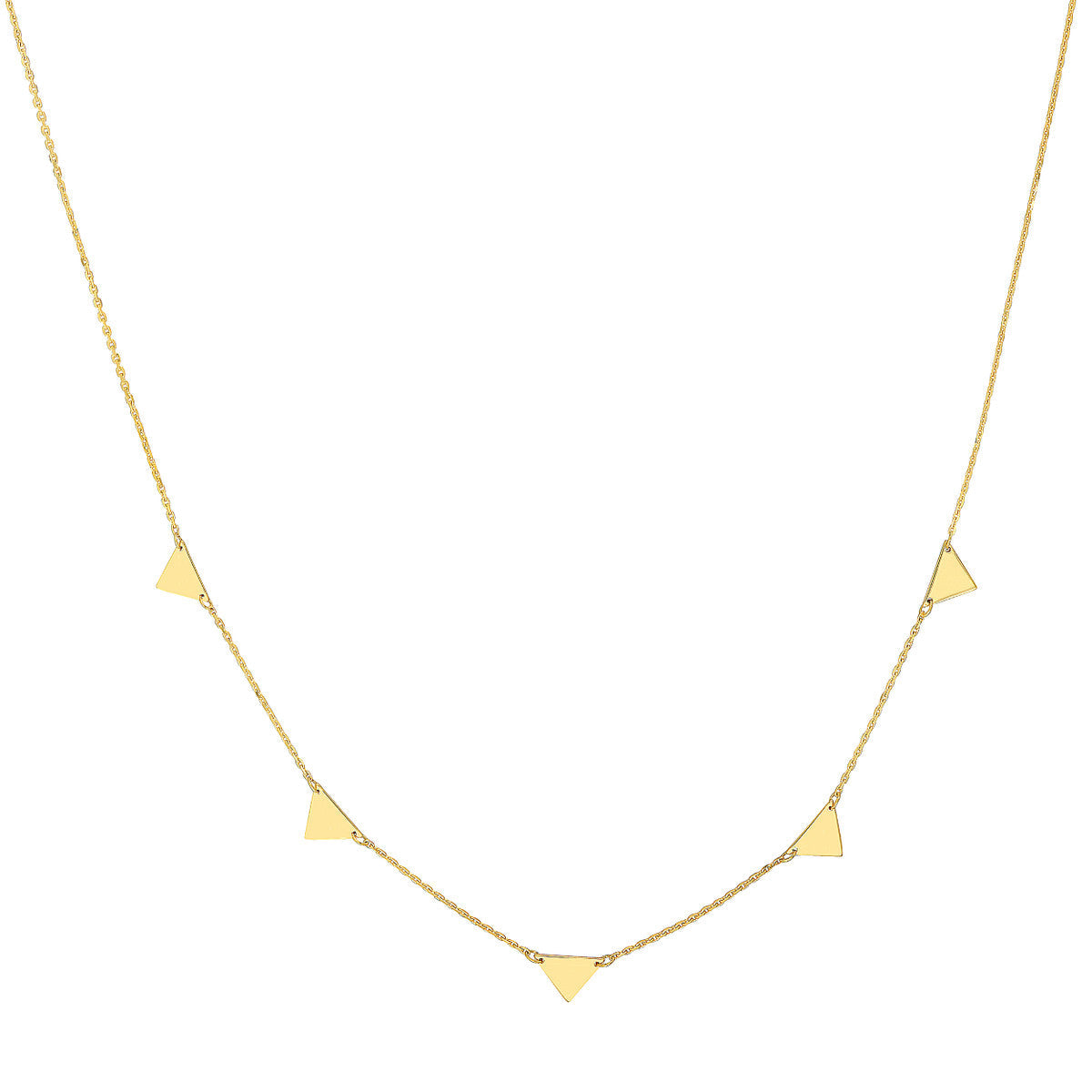 14K Yellow Gold Mini Triangle Station Necklace