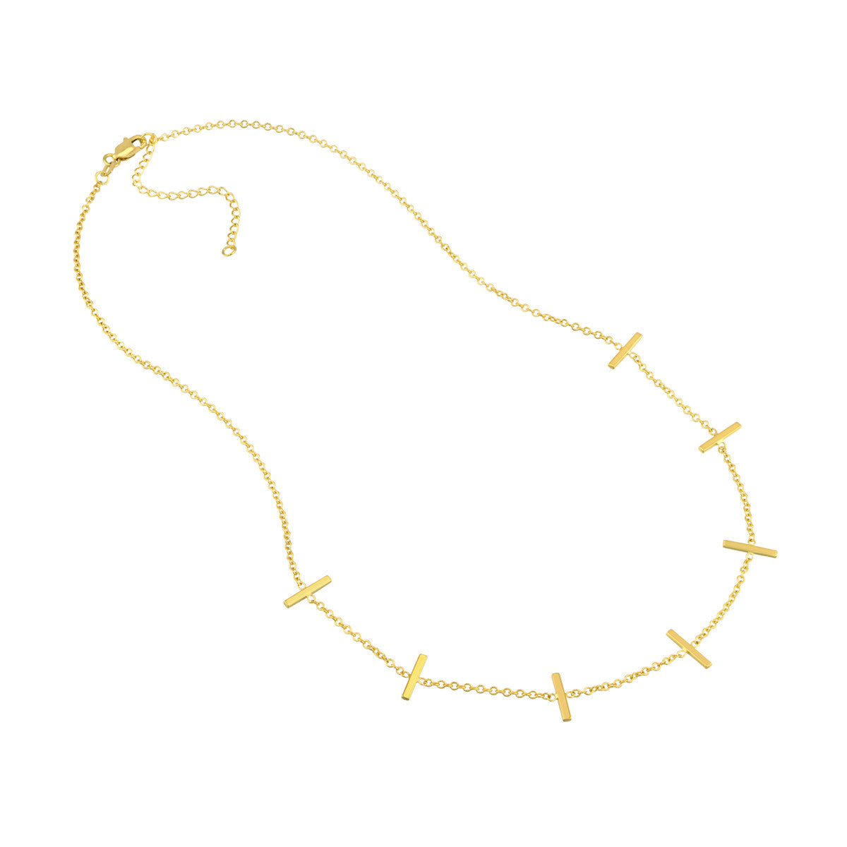 14K Yellow Gold Gold Bar Station Necklace