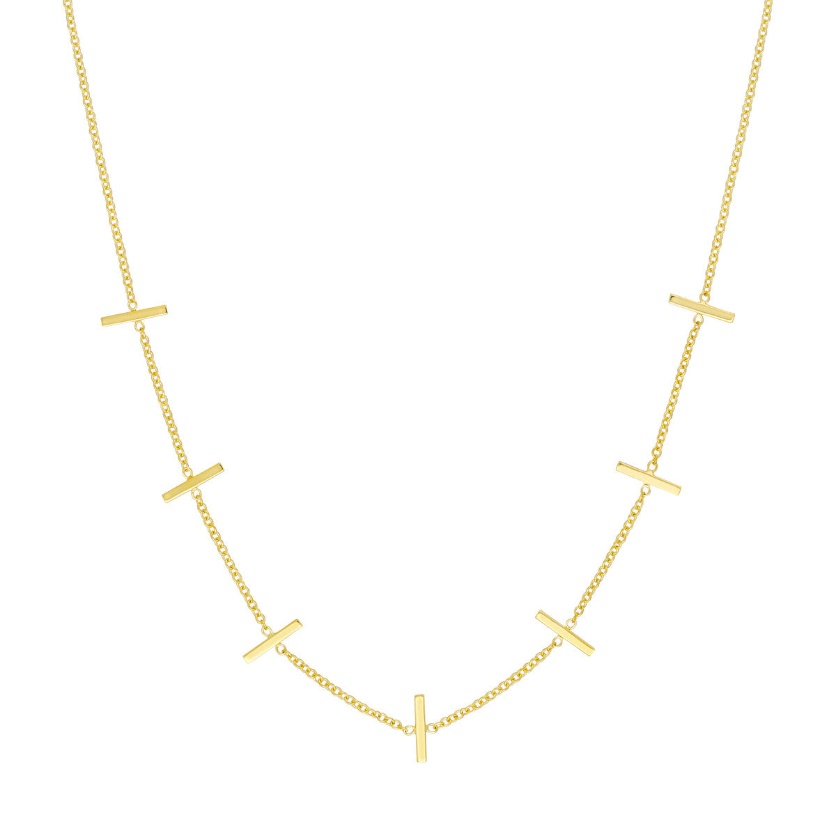 14K Yellow Gold Gold Bar Station Necklace