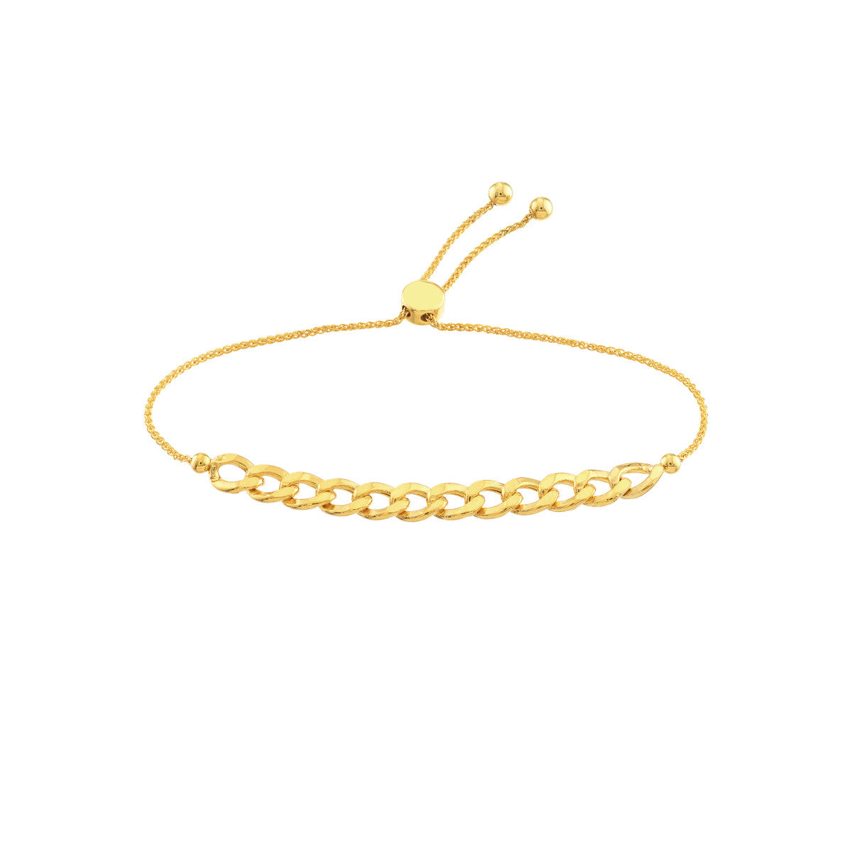 14K Yellow Gold Adjustable Curb Link Bracelet