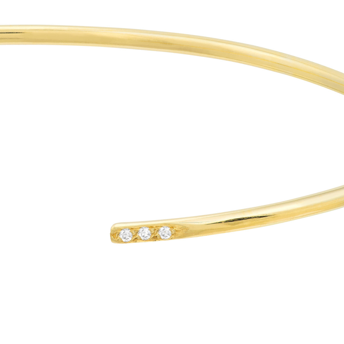 14K Yellow Gold Petite Cuff Bangle with Diamond Details