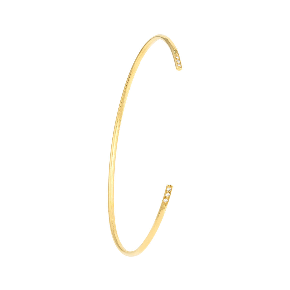 14K Yellow Gold Petite Cuff Bangle with Diamond Details