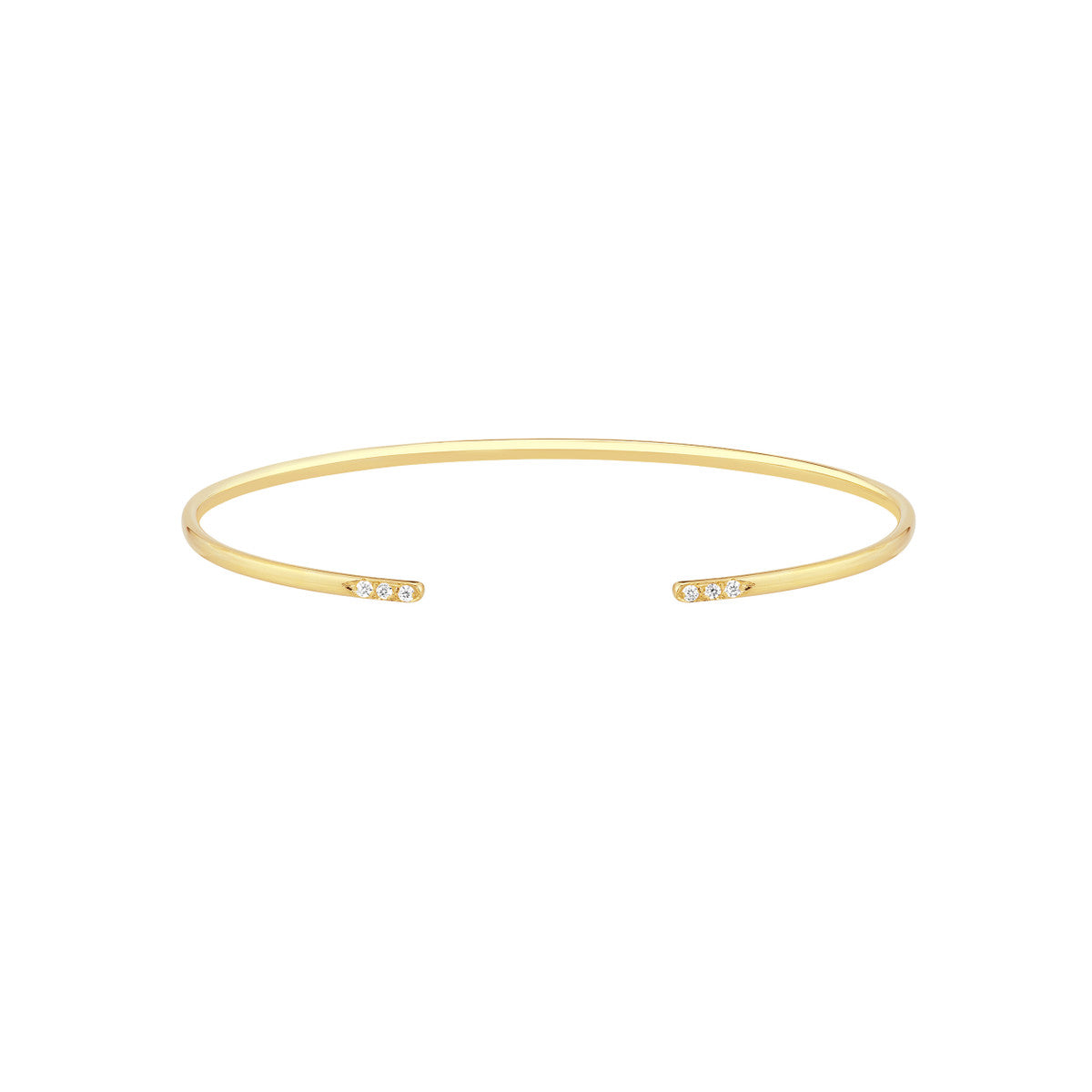 14K Yellow Gold Petite Cuff Bangle with Diamond Details