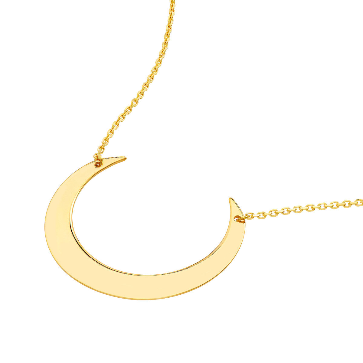 14K Yellow Gold Crescent Moon Necklace