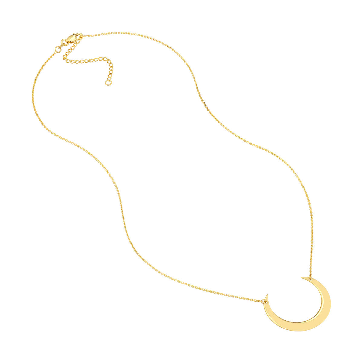 14K Yellow Gold Crescent Moon Necklace