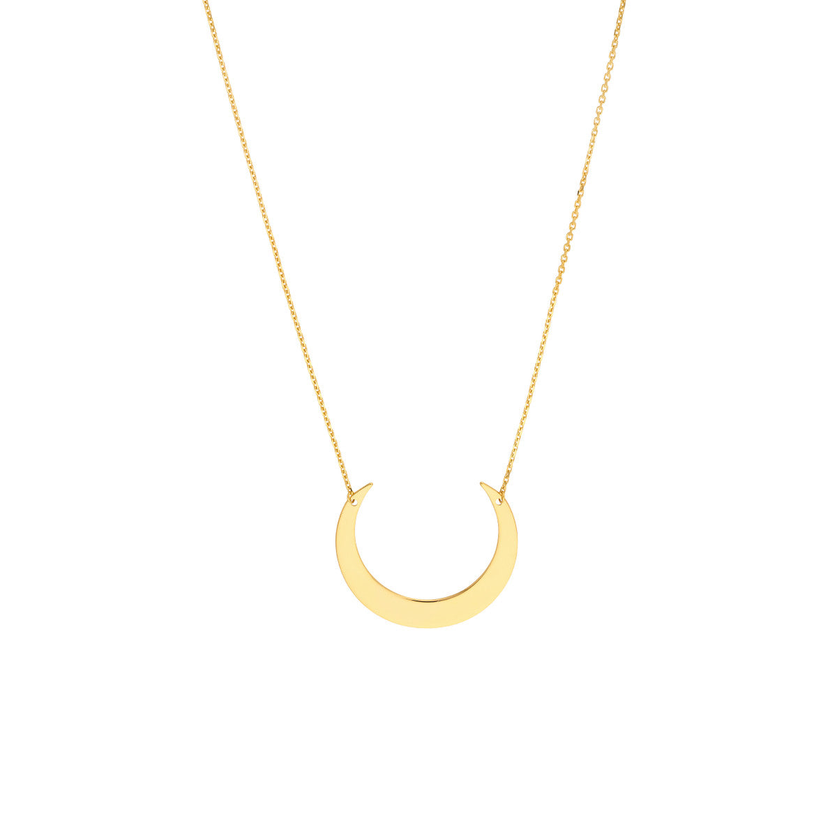 14K Yellow Gold Crescent Moon Necklace