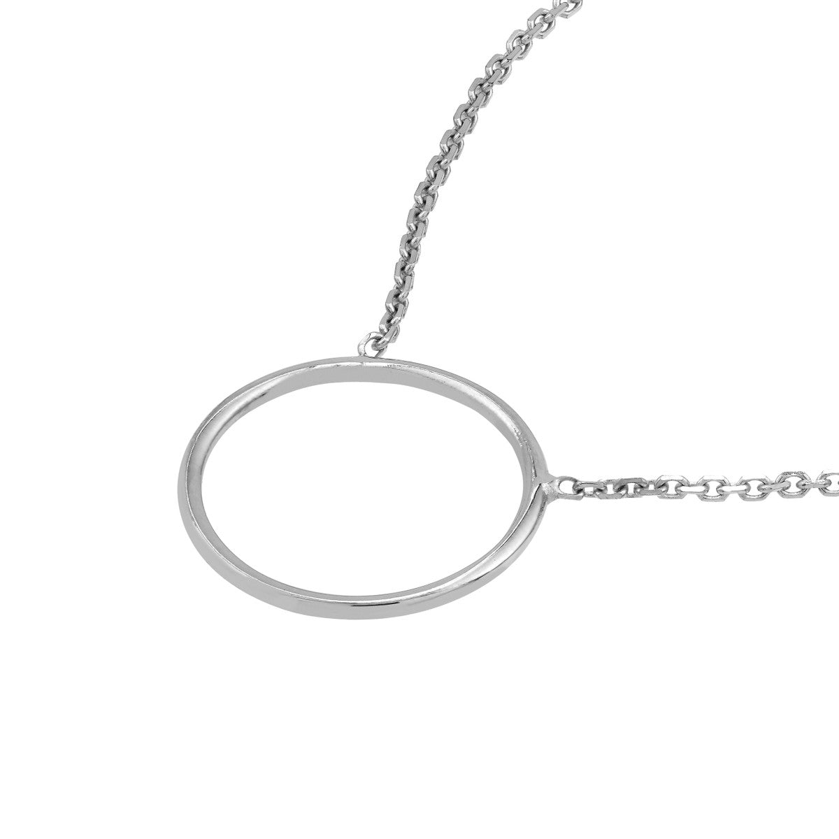 14K White Gold Wire Circle Necklace