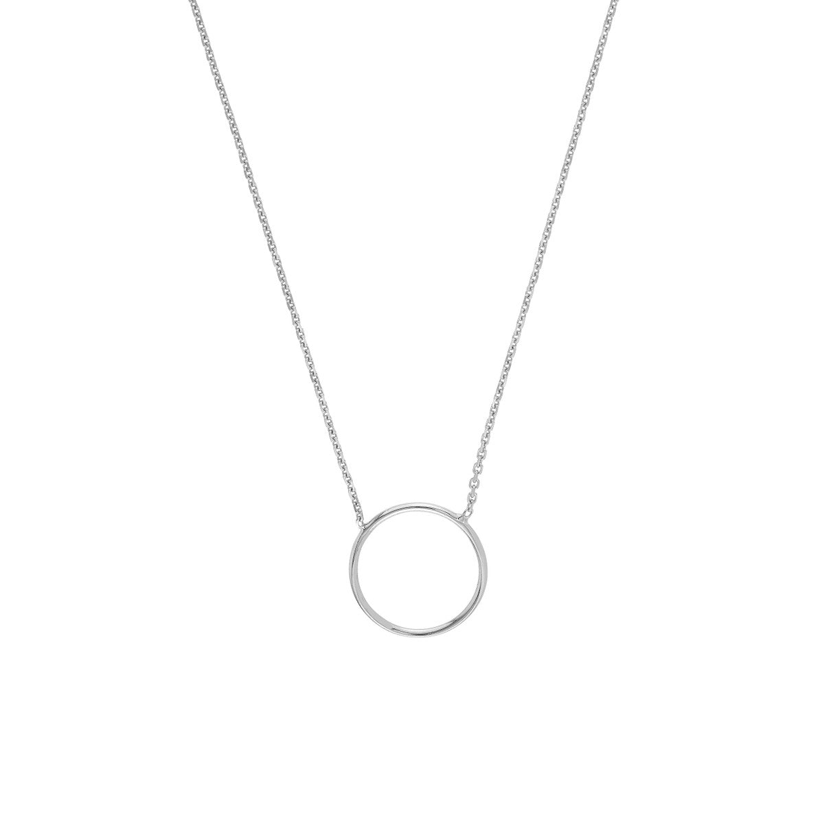 14K White Gold Wire Circle Necklace