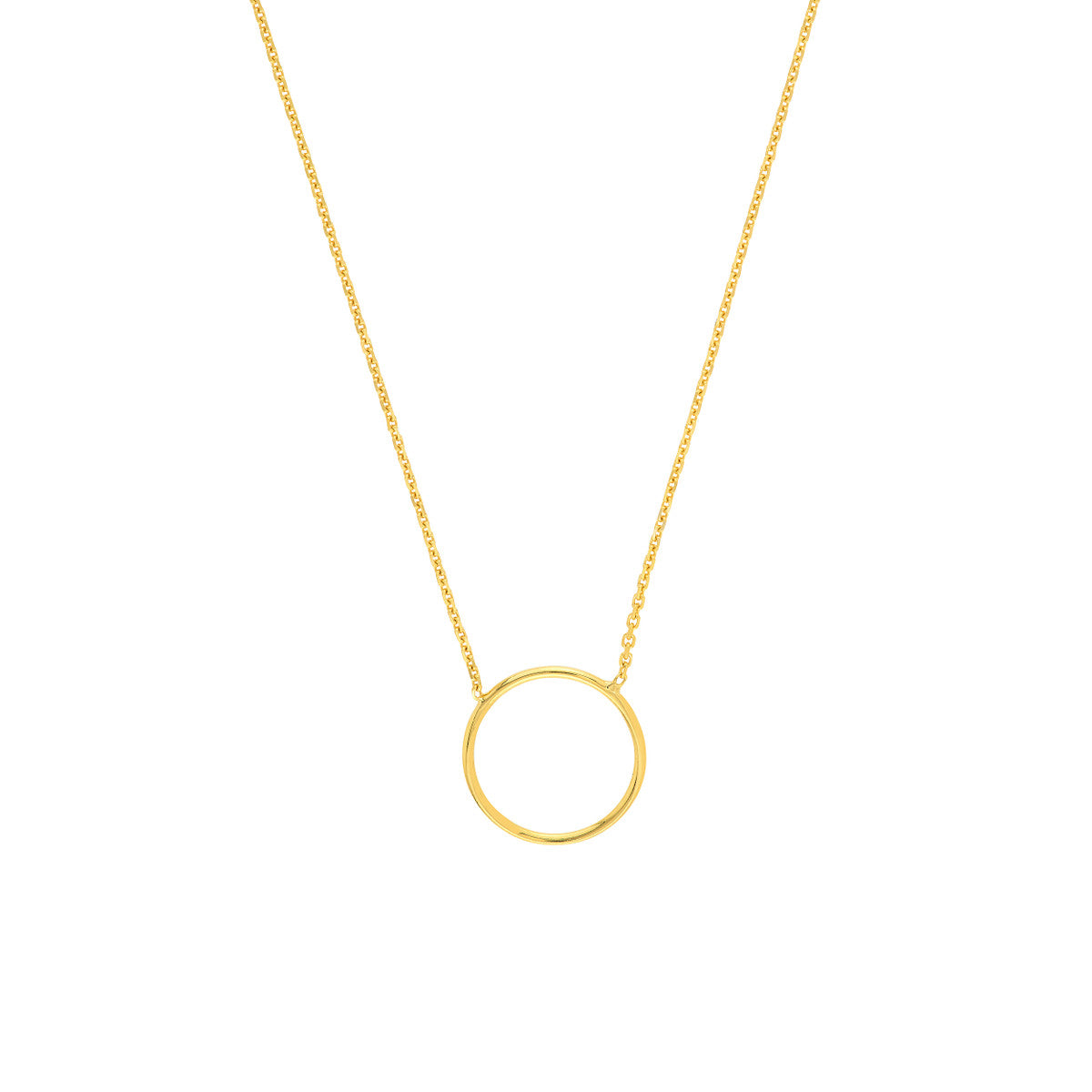 14K Yellow Gold Wire Circle Necklace