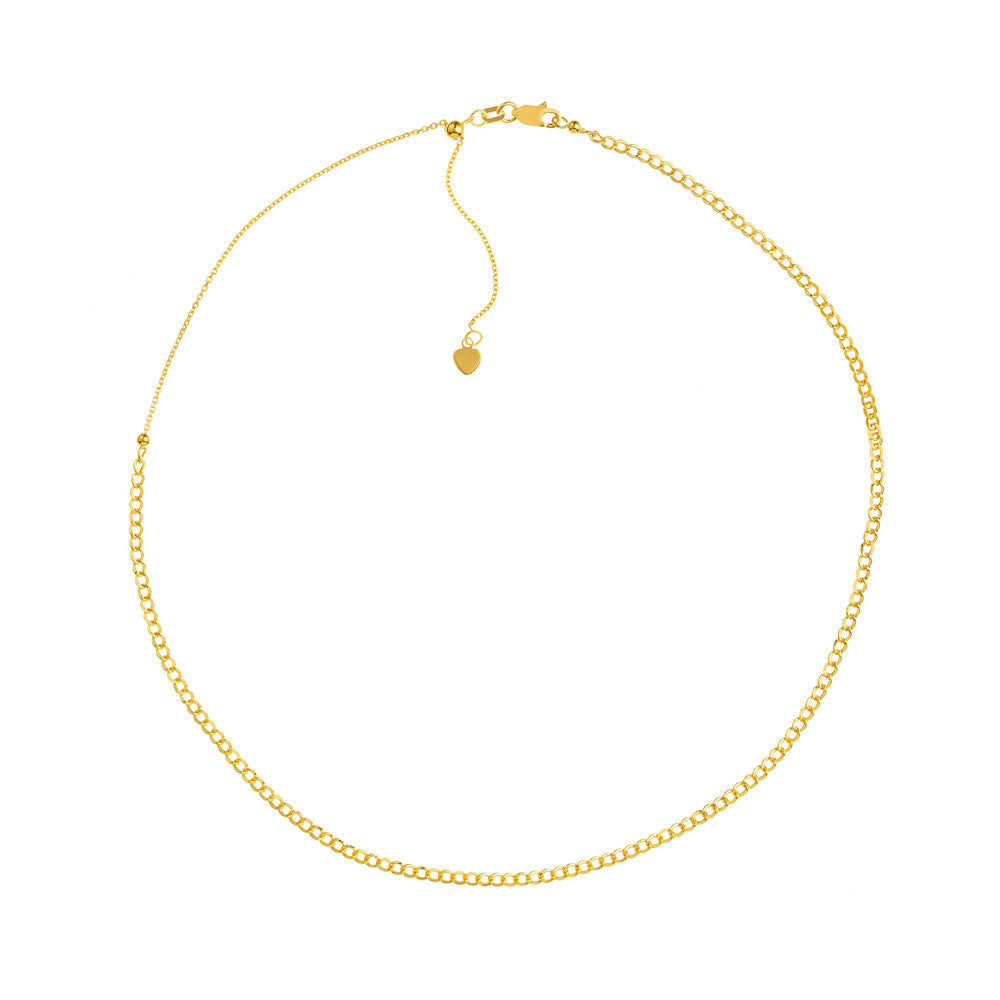 14K Yellow Gold Curb Link Chain Choker