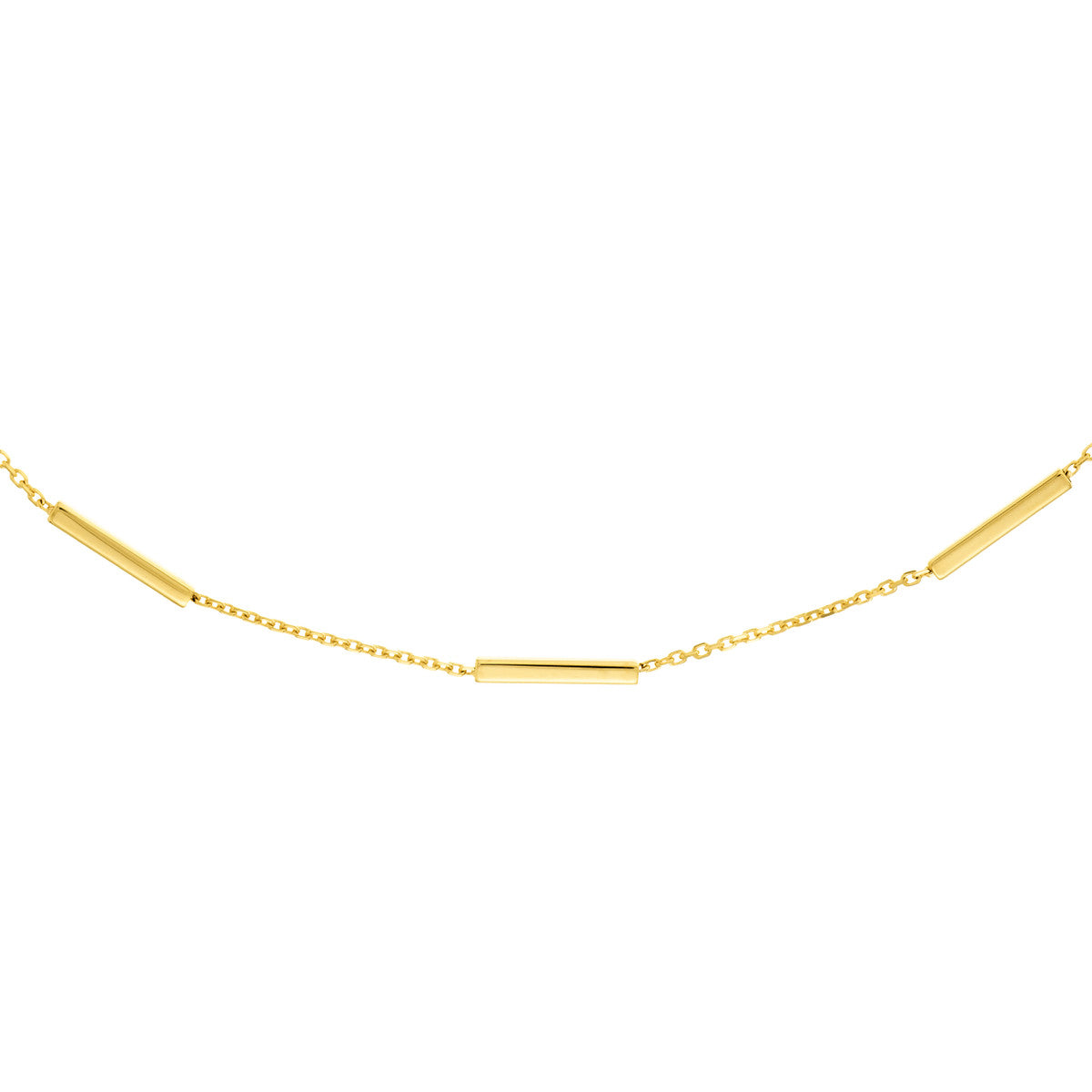 14K Yellow Gold Elongated Bar Station Choker