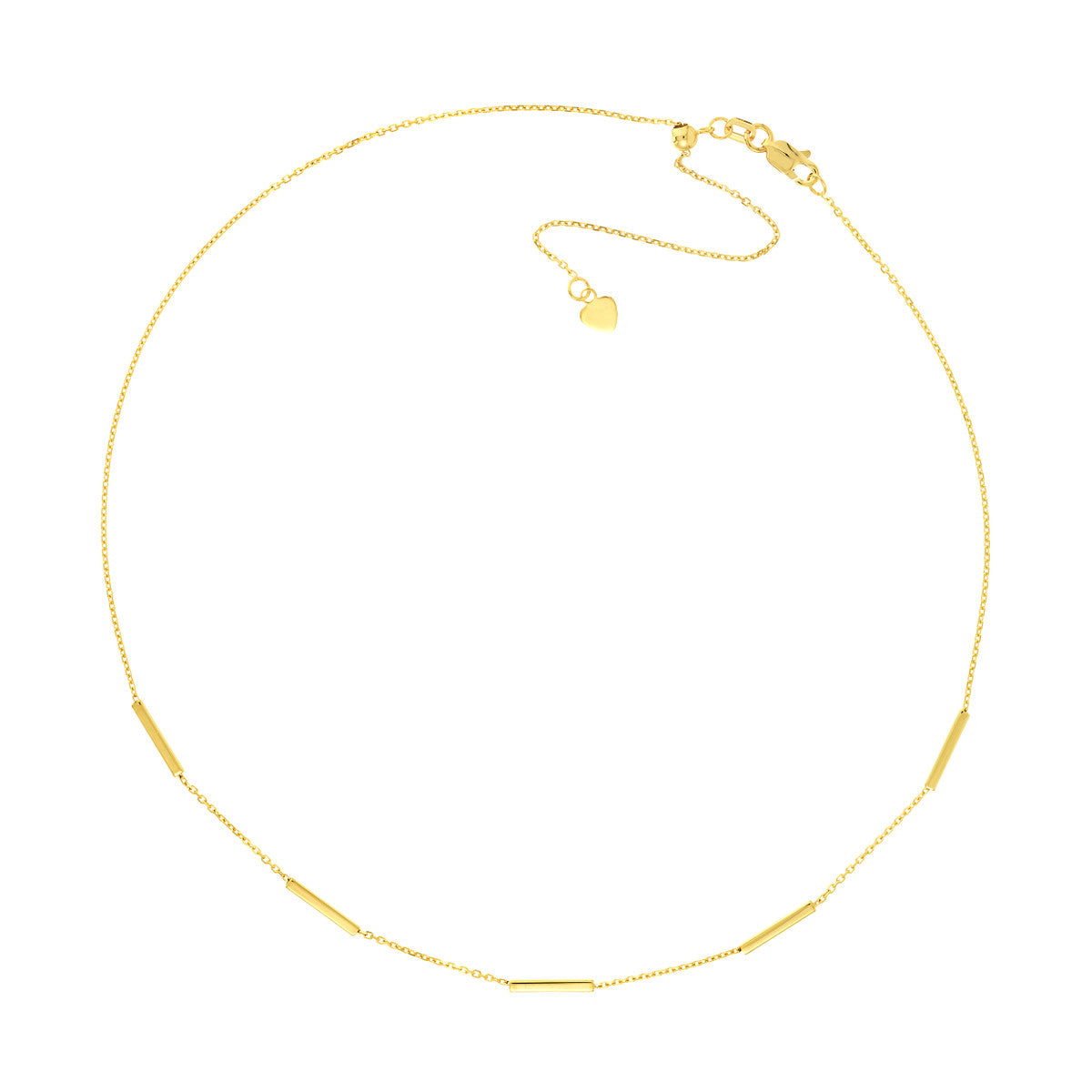 14K Yellow Gold Elongated Bar Station Choker