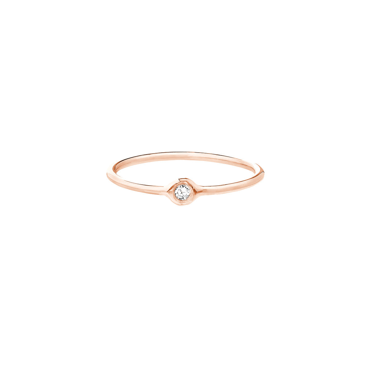 14K Rose Gold Petite Round Diamond Bezel Ring