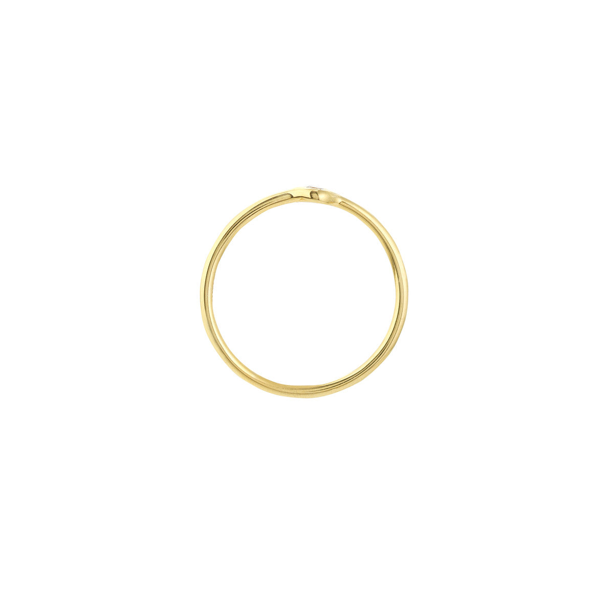 14K Yellow Gold Petite Round Diamond Bezel Ring