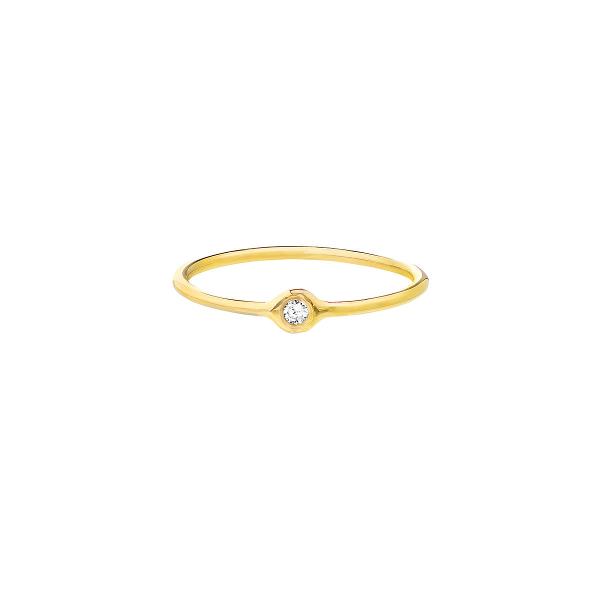 14K Yellow Gold Petite Round Diamond Bezel Ring